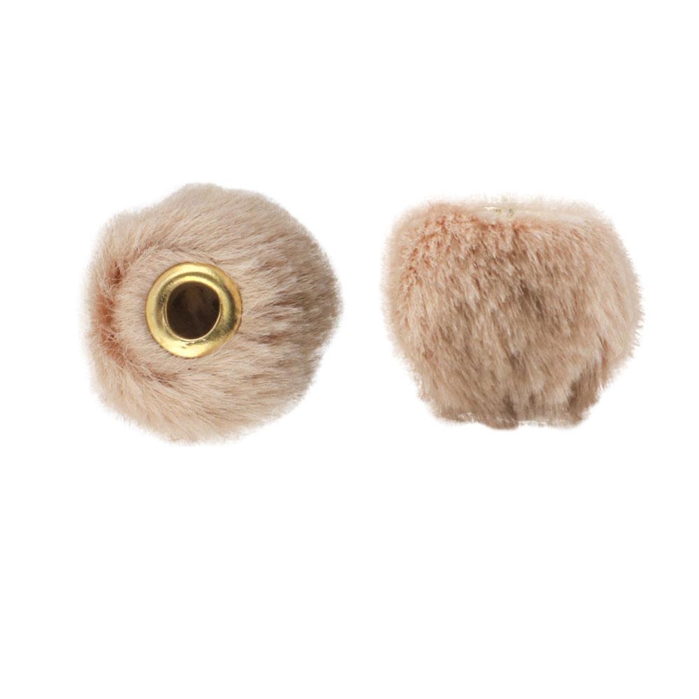 20Pcs/lot 20MM Pompom Beads Plush Fur Covered Ball Bead Charms Straight Hole Big Hole Spacer Beads For Handmade Jewelry Access
