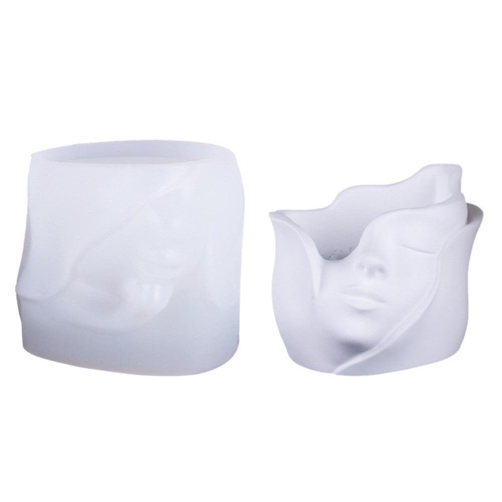 Handmade Silicone Mold Abstract Art Flowerpot Mold Creative Storage Box Mold  Succulent Planter белый