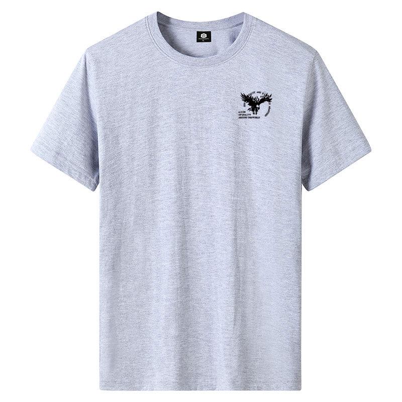 

Мужская футболка с коротким рукавом из хлопка с корейским принтом 2025 года - модный летний топ с круглым вырезом 6XL