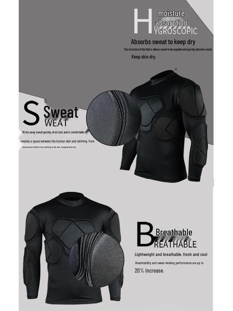 Thick Long Sleeve Goalkeeper Jersey Set with Knee Pads, Elbow Pads, and Helmet Armor