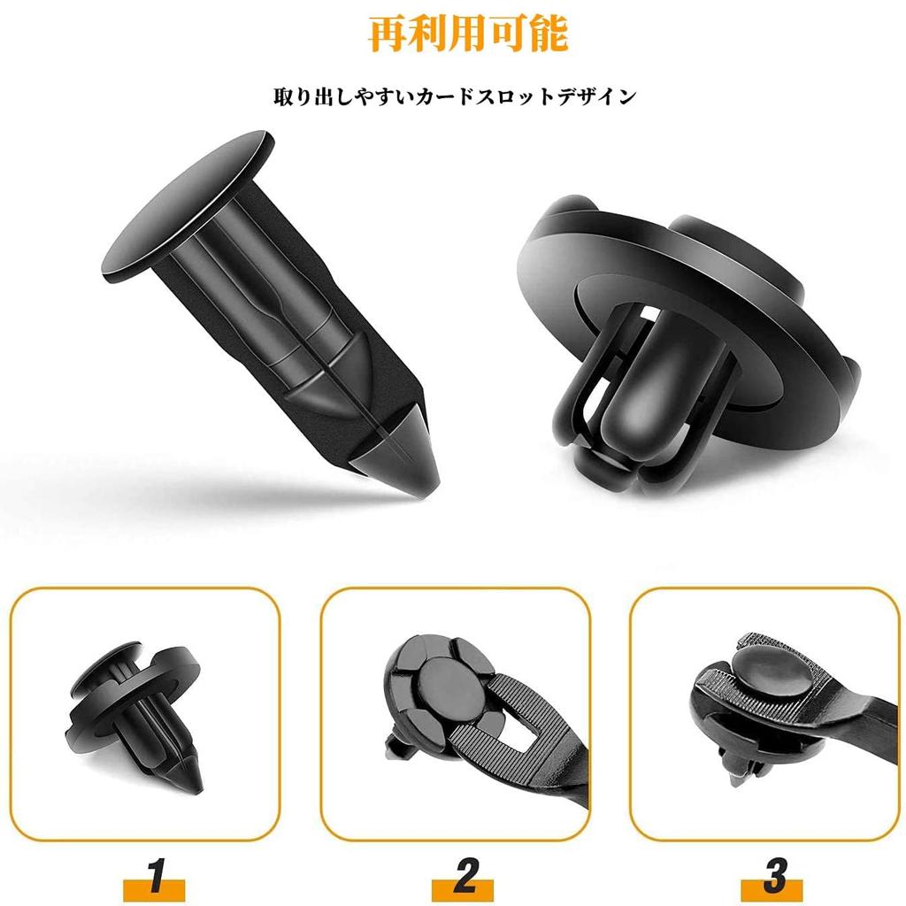 Automotive Rivet Clips 8mm Hole Diameter Set of 100 Universal