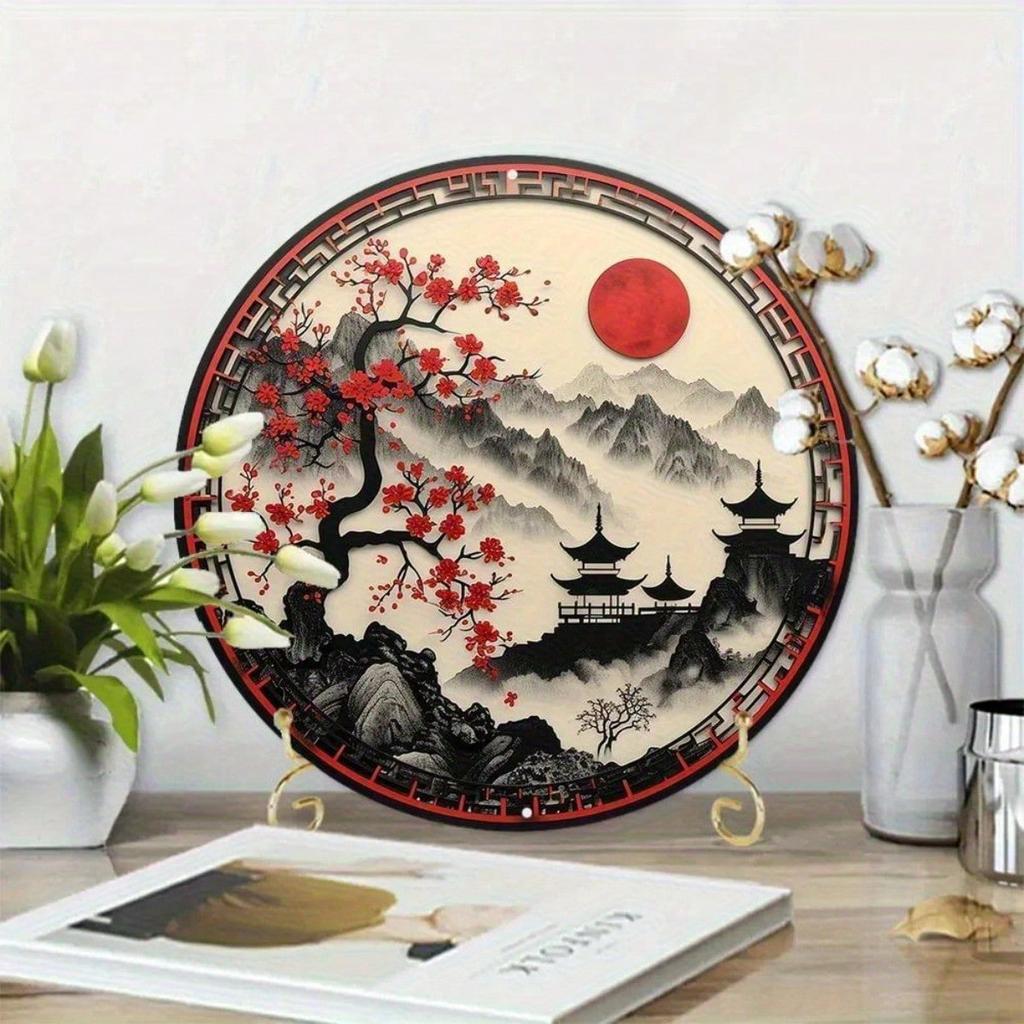 8x8 Inch Cherry Blossom Aluminum Wall Sign, Faux Laser Cut Home Decor
