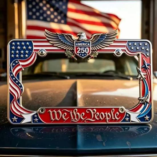 250th Anniversary License Plate Frame, Anti-Rust Coating Car Decoration, Celebrate Freedom History Heritage Perfect Gift for Family And Friends
