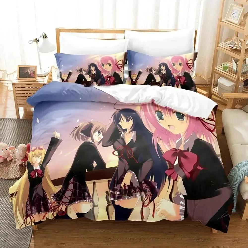 Anime Student Council'S Discretion Bedding Set Printed Bed Set With Pillowcase Duvet Cover Soft Queen King Size Bedclothes Home