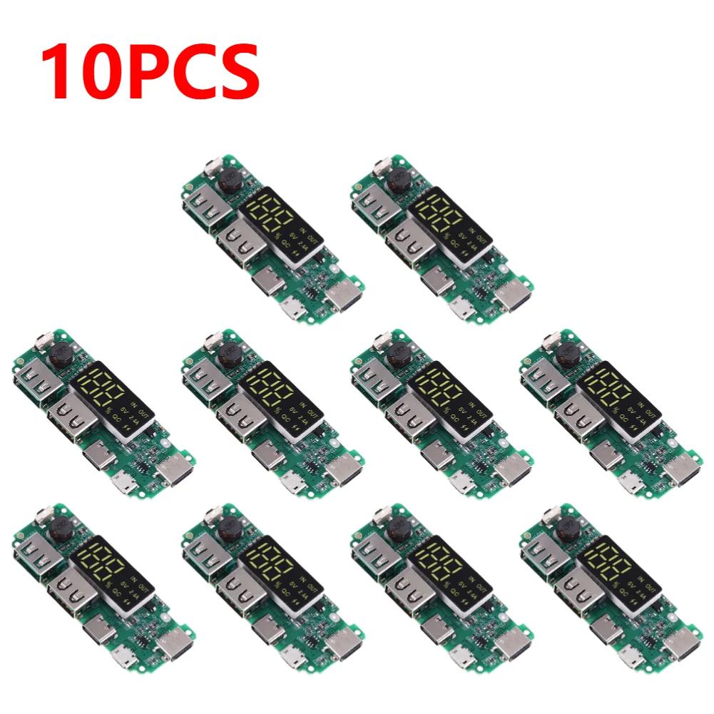 1-10pcs Mini 18650 Charging Module LED Dual USB 5V2.4A 2A /1A Micro/Type-C USB Mobile Power Bank Lithium Battery Charger Board