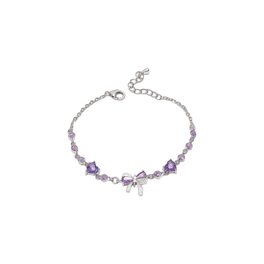 Exquisite Zirconia Bow Heart Bracelet: High-End, Versatile, Dopamine Sparkle for Women