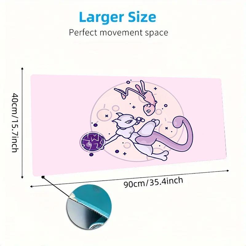 Mew Mouse Pad, Large Gaming Desk Mat, Non-slip XXL Mousepad for Laptop & Tablet, Mini PC Playmat with Stitched Edges