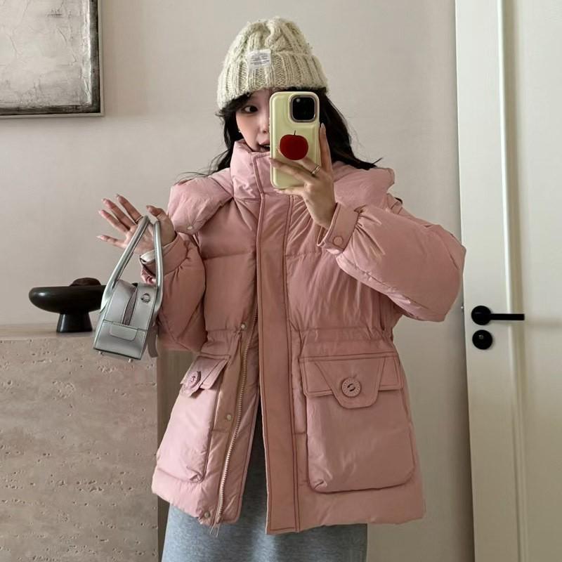 Down jacket women's thickened white duck down jacket winter warm simple style short feather jacket