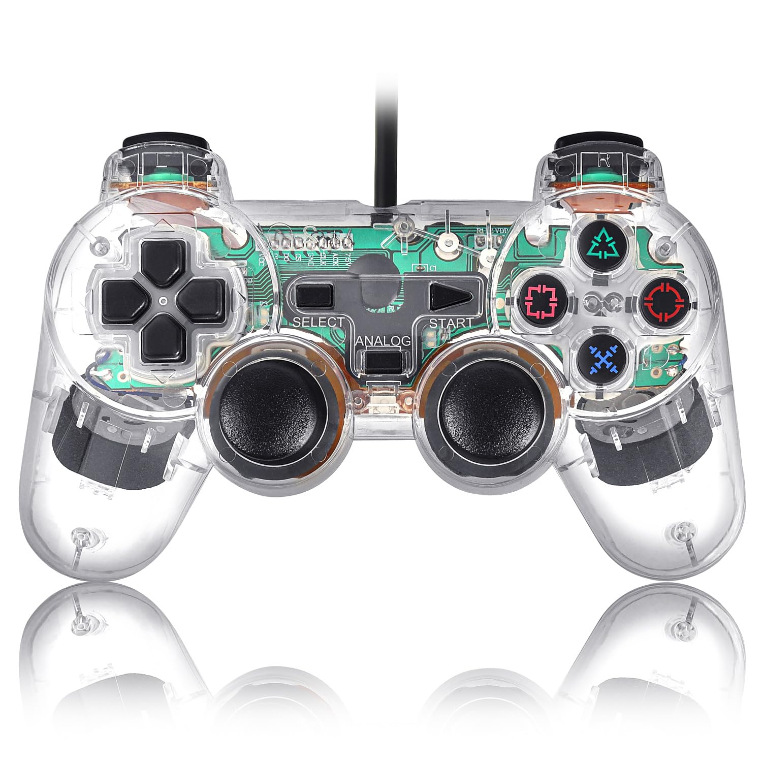 

K&SGAMER PlayStation 2 Wired Controller, Compatible with PlayStation 2, PS2 Analog Controller (Clear White)