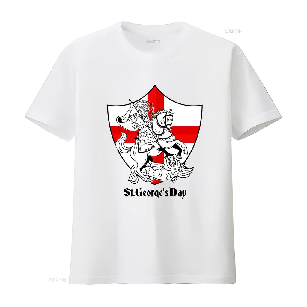 St Georges Day T Shirt Saint George English Flag Party England Top Vintage Washed Casual Versatile Stretched Graphic