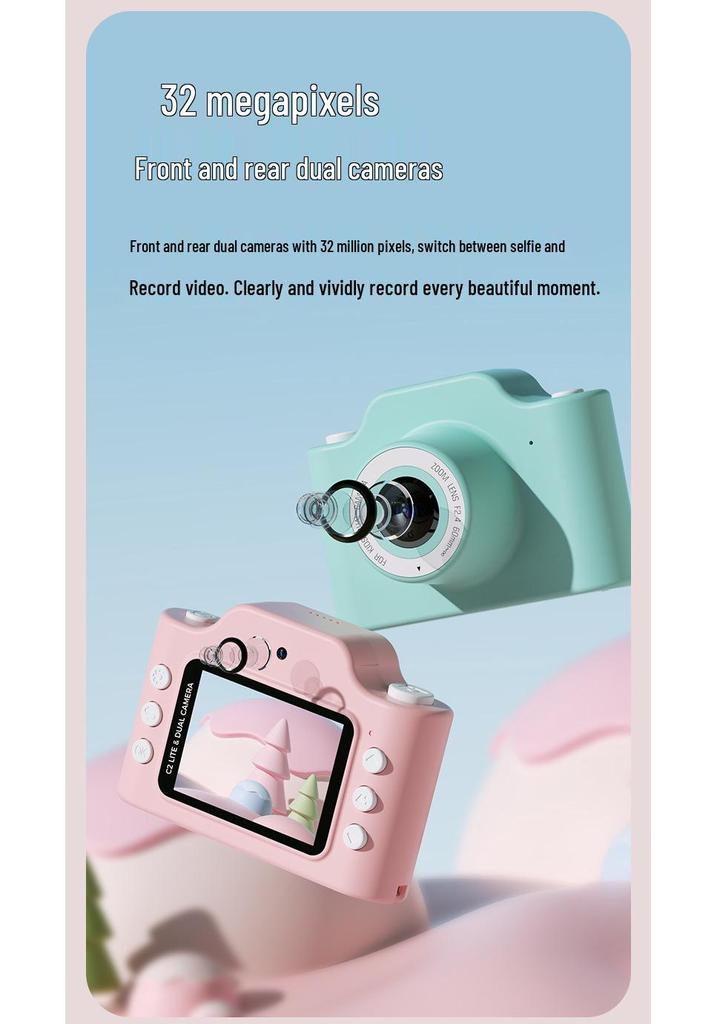 C2 Dual Lens Kids' Touch Screen Camera - Perfect Birthday Gift for Children's Play
