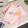 Lovely Kids T Shirt Multicolored Lets Go Text With Stamp Pattern Graphic Short Sleeve Outdoor Daily Outfit Shirts