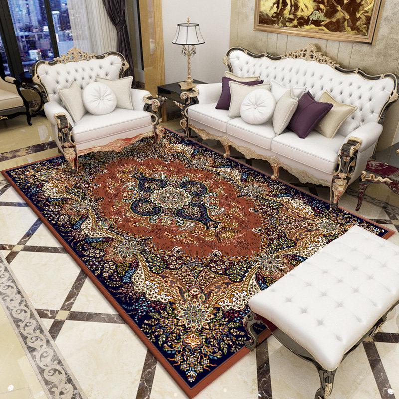 Boho Ethnic Style Large Living Room Carpet Decoration Bedroom Non-slip Washable American Retro Mat Office Area Rug Izable