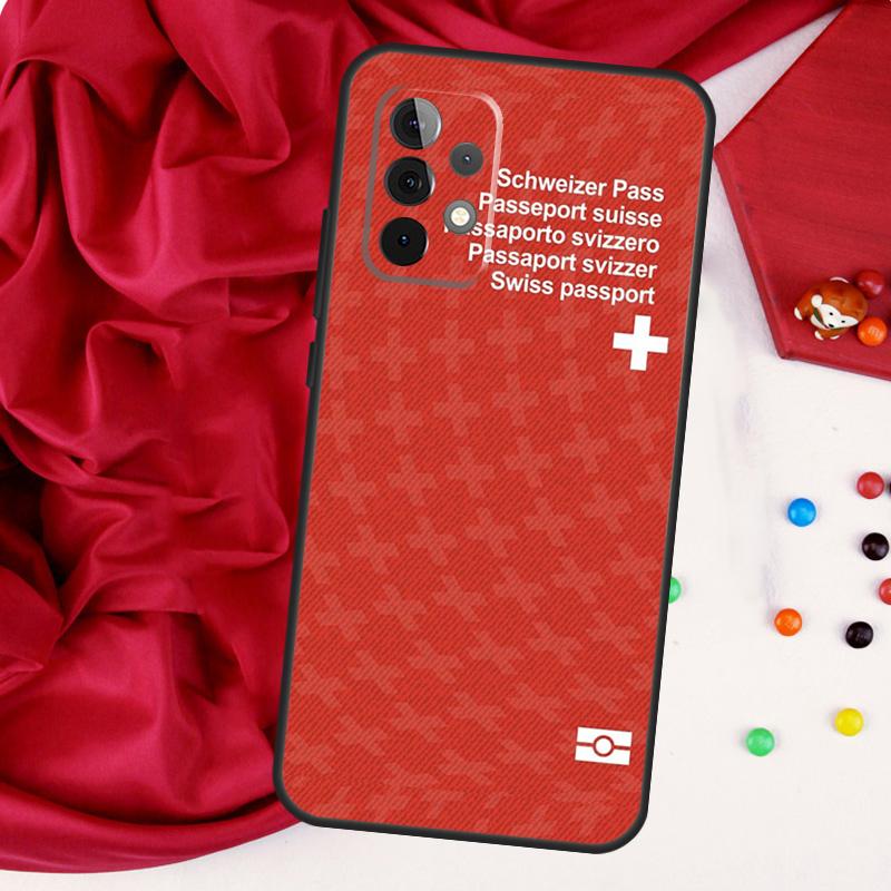 Switzerland Swiss Flag For Samsung Galaxy A26 A05 A06 A16 A54 A34 A14 A22 A32 A52 A55 A35 A15 A53 A13 A56 A36 Case