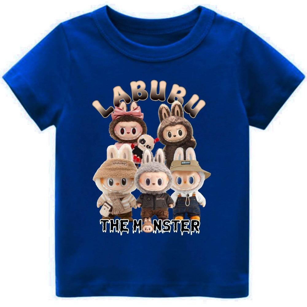 

Летняя популярная детская футболка Labubu с милым принтом для девочки, с круглым вырезом, с короткими рукавами, повседневный детский топ, на выбор несколько цветов 100