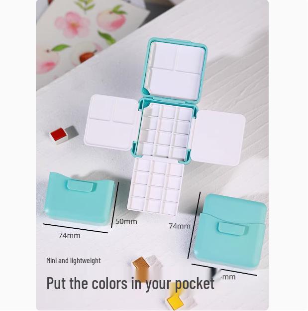 Portable Multi-Functional Watercolor Paint Box with Brush Washer Palette & Bucket