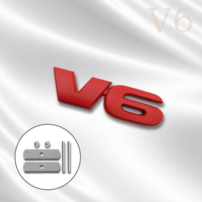 

3D Car V6 Design Grille Badge Front Emblem Rear Trunk Body Sticker For Toyota 2019 4runner rav4 Tundra Corolla Ford Accessory