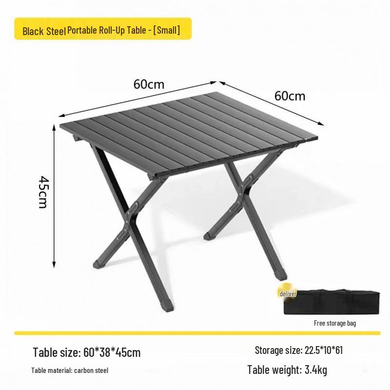 Tragbares Outdoor Klapp-Campingtisch- und Stuhlset mit aufrollbarem Tisch
