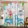 2D FLAT PRINTING 2pcs Curtains (Without Rod) Easter Bunny with Eggs Popular Curtains Digital Printed 100% Polyester Curtains