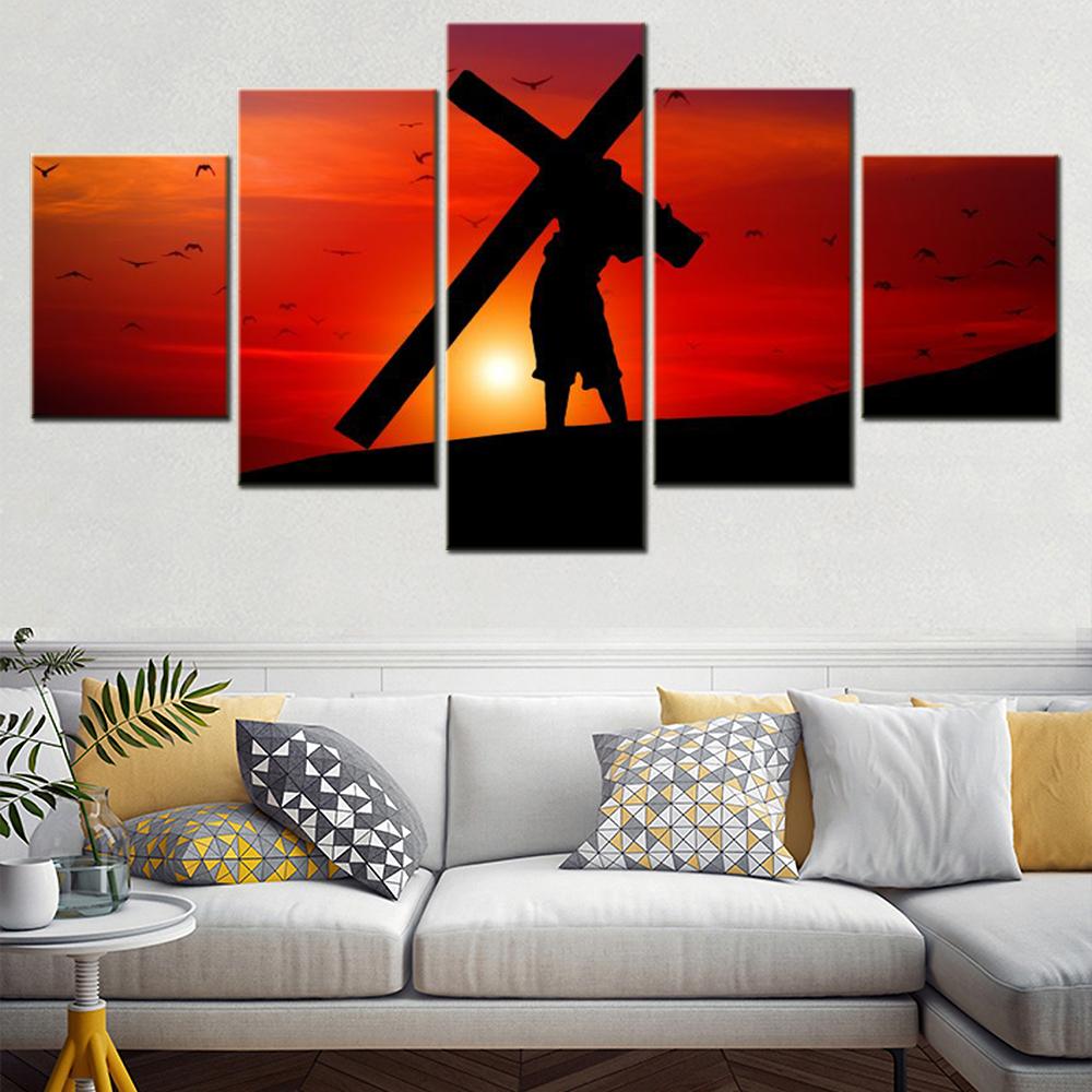 

5 Pieces Canvas Wall Arts Riligion Poster Painting Photography Jesus Cross Wallpape Home Decor Living Room Picture Print Artwork 20X35 20X45 20X55CM
