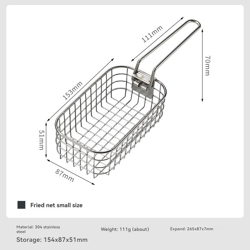 CAMPINGMOON S-1215 Outdoor Camping Foldable 304 Stainless Steel Frying Basket for Fries Picnic Lunch Box Fruit Draining Basket