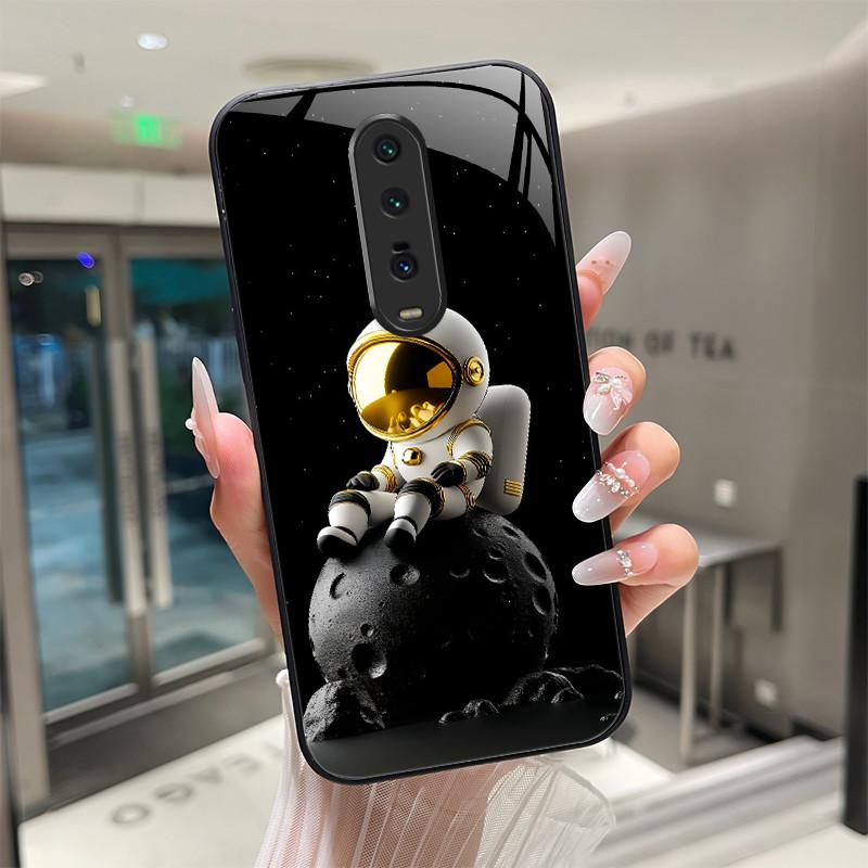 Cute Cartoon Cats Flower Case For Xiaomi Mi 9T Redmi K20 Pro Poco F2 Tempered Glass Phone Case Protective Back Cover Hard Shell