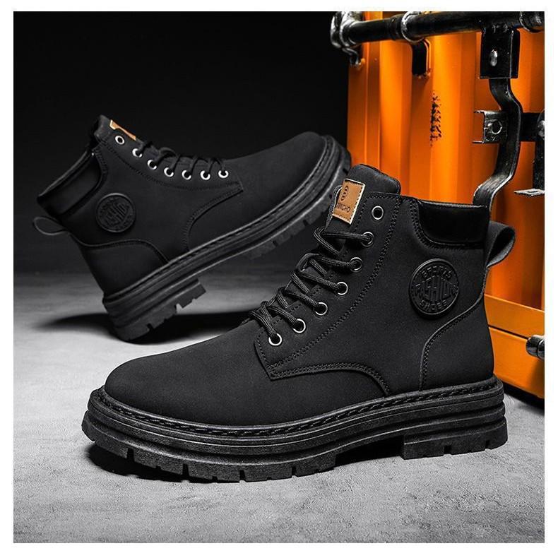 Locomotive Martin boots autumn winter high-top British style tooling boots thick-soled non-slip wear-resistant rhubarb boots men