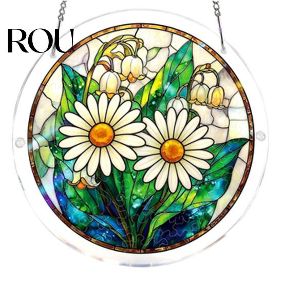 Unique Acrylic Puzzle Gift Sun Catcher with Colorful Light Projection, DIY Window Hanging Decor Stained Glass for Garden Patio Living Room, UV Printed