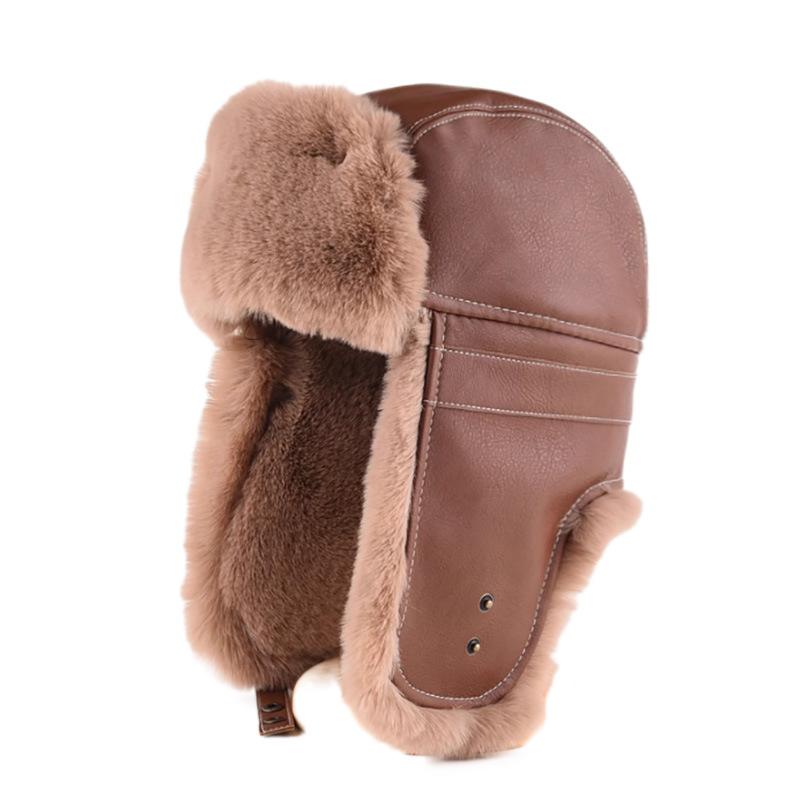 Winter Lei Feng hat men's and women's outdoor skiing fleece thermal goggles thermal hat windproof leather cycling hat