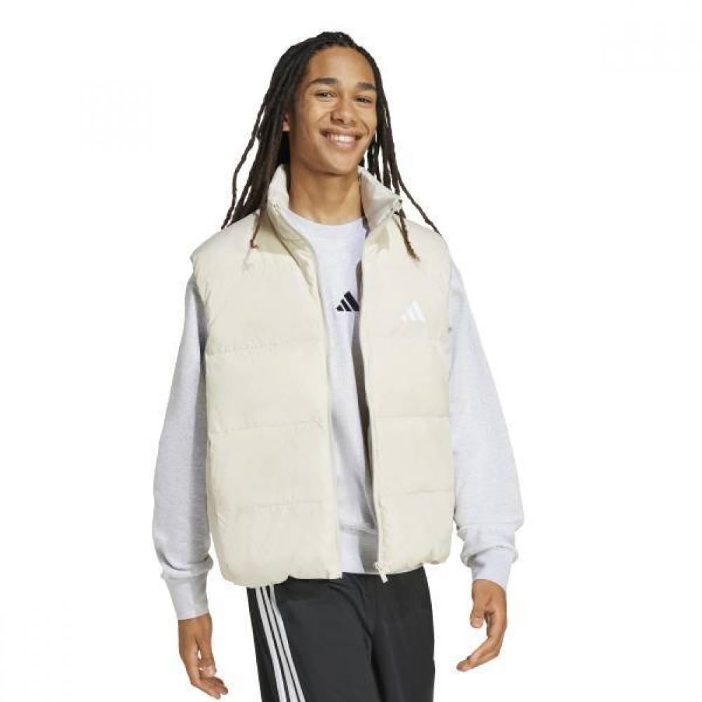 Adidas Men S eSSential Clima Warm 3 Stripe Puffer Down veSt Jm4079 Ultra Lightweight...