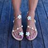 Sandals women's summer new set-toed flower beaded flat-soled women's sandals