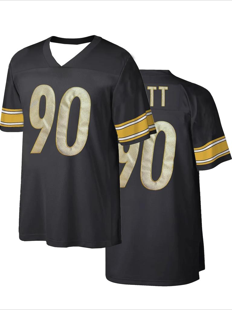 American Football Jersey Letter Print Soccer Uniform No.90 Loose ClothingTrend Classic Breathable Training Sweatshirt Moto