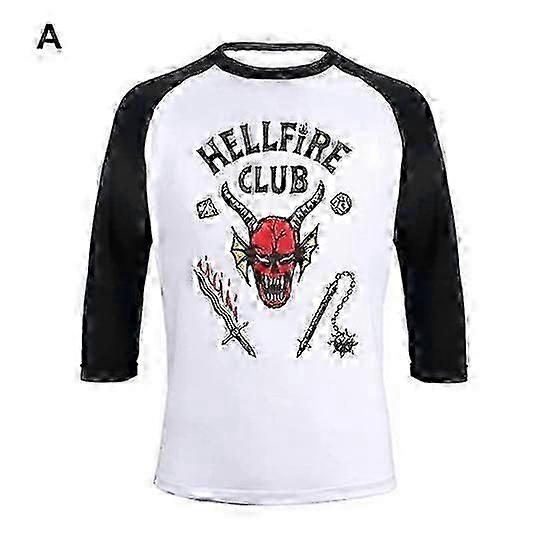 Hellfire Club T-Shirt Three-Quarter Sleeves Pullover Streetwear Women Men Aesthetic Graphic Printed Tees Clothes for Summer