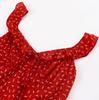 Pure Desire Style Retro Red Straps Suspender Floral Dress Women's Waist Temperament Gentle Vacation Style Long Dress Summer
