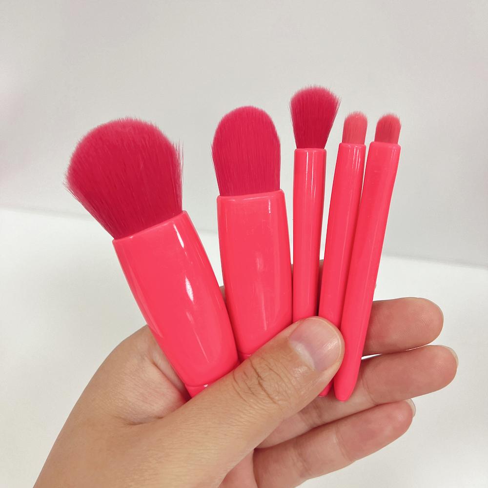 Custom Travel Portable 5pcs Mini Makeup Brushes Tool Set Cosmetic Powder Eye Shadow Foundation Make Up Brush With Box and Mirror