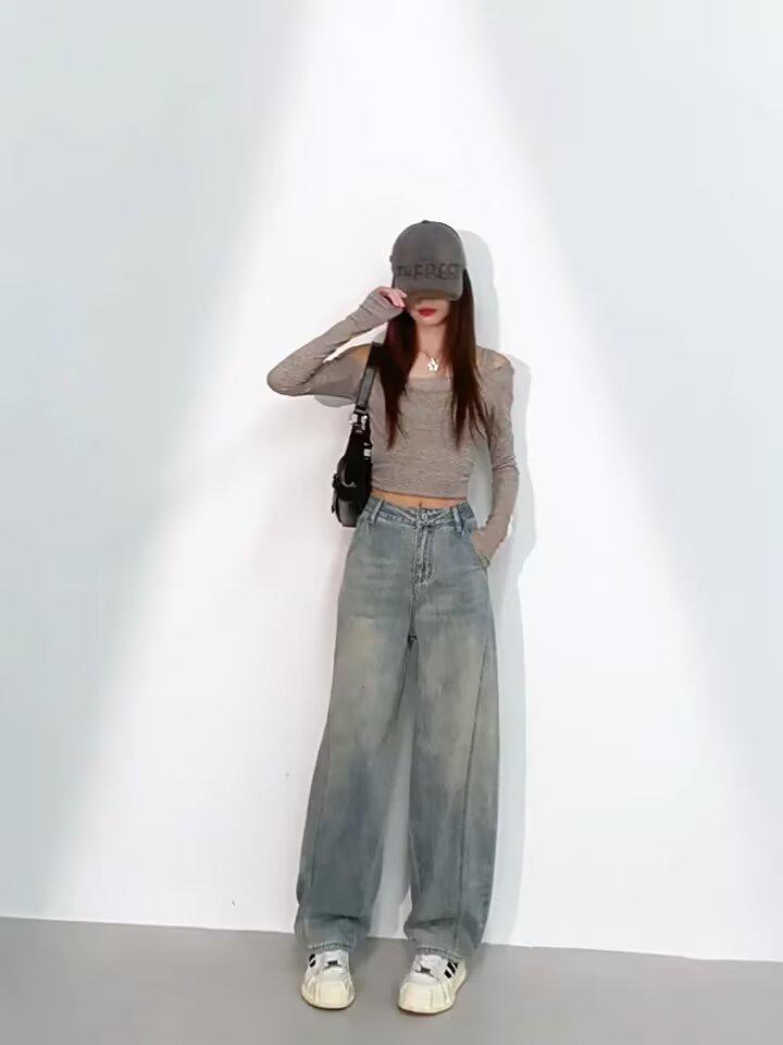 Women's Light Scimitar Jeans: Spring/Autumn 2025 Pear-Shaped Slimming Wide-Leg Pants