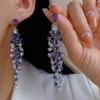French Court Style Purple Zircon Geometric Flower Earrings for Women - Luxurious, Trendy, Exquisite Stud Jewelry