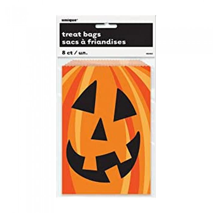 Unique Party Pumpkin Halloween Treat Bag (Pack of 8)