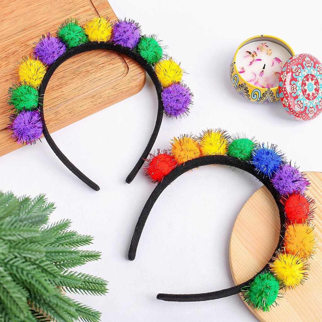 Cute Headband Decorations Carnival Colorful Scallion Hair Ball Headband Headband Festival Party Atmosphere Dress Up Headband New