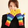 Winter neue gestrickte Fingerhandschuhe mit Regenbogenstreifen, warme Damenhandschuhe, Radfahren, kältefest, Wollhandschuhe