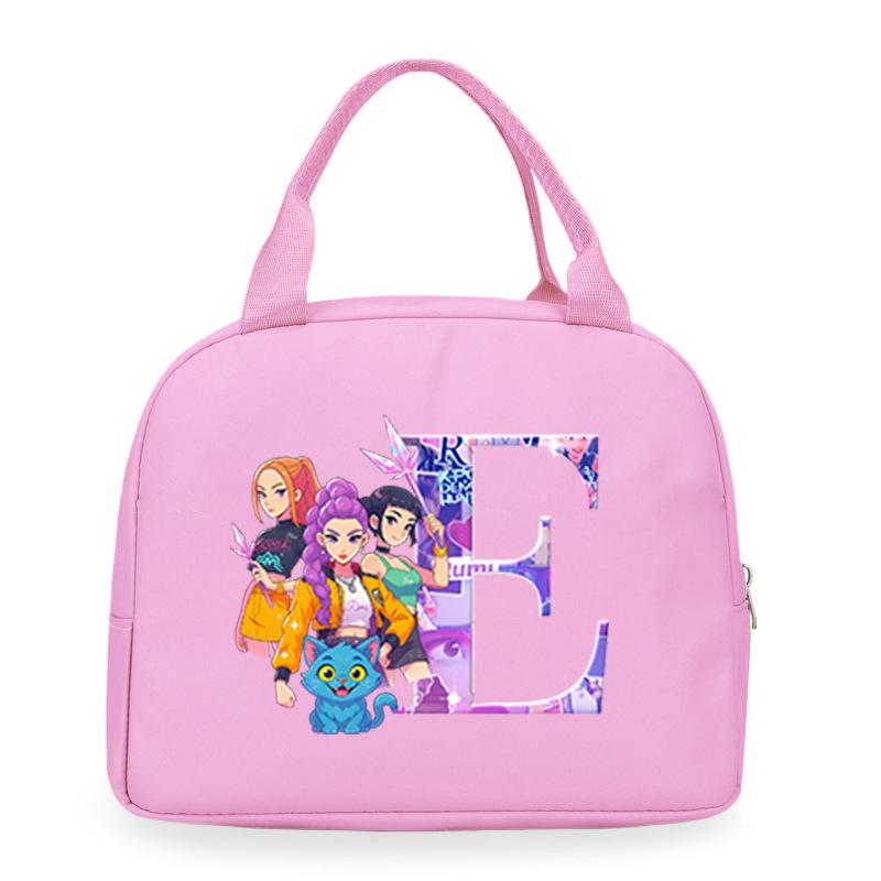 Trend Kpop Anime Cartoon Peripheral 26 Letter Printing Bento Bag Commuter Portable Lunch Box Bag
