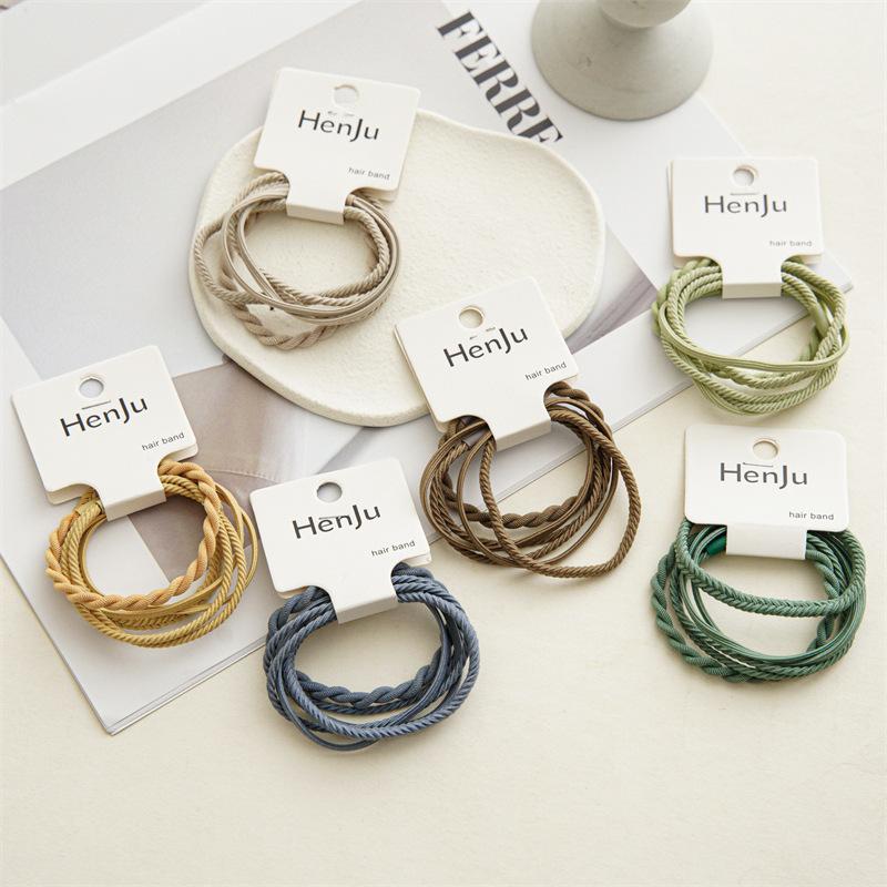Summer New High-elasticity Durable Simple Braid Hair Elastic Hairband Hairpin Set Headwear