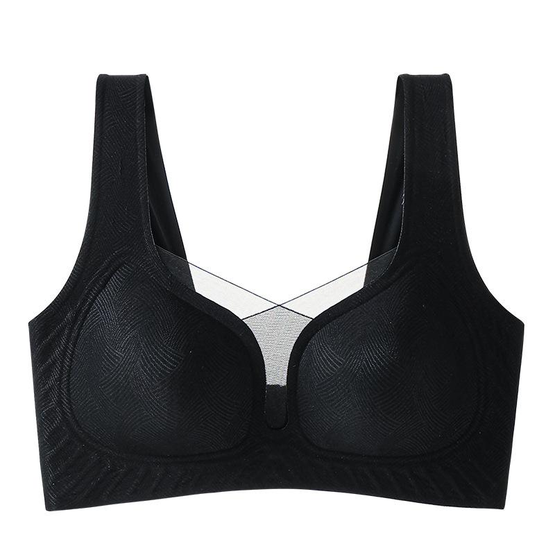 Seamless Bra Women's Soft Support Perforated Cup Underwear Thin Gathering Large Size Bra Full Cup Mesh Strapless Bra