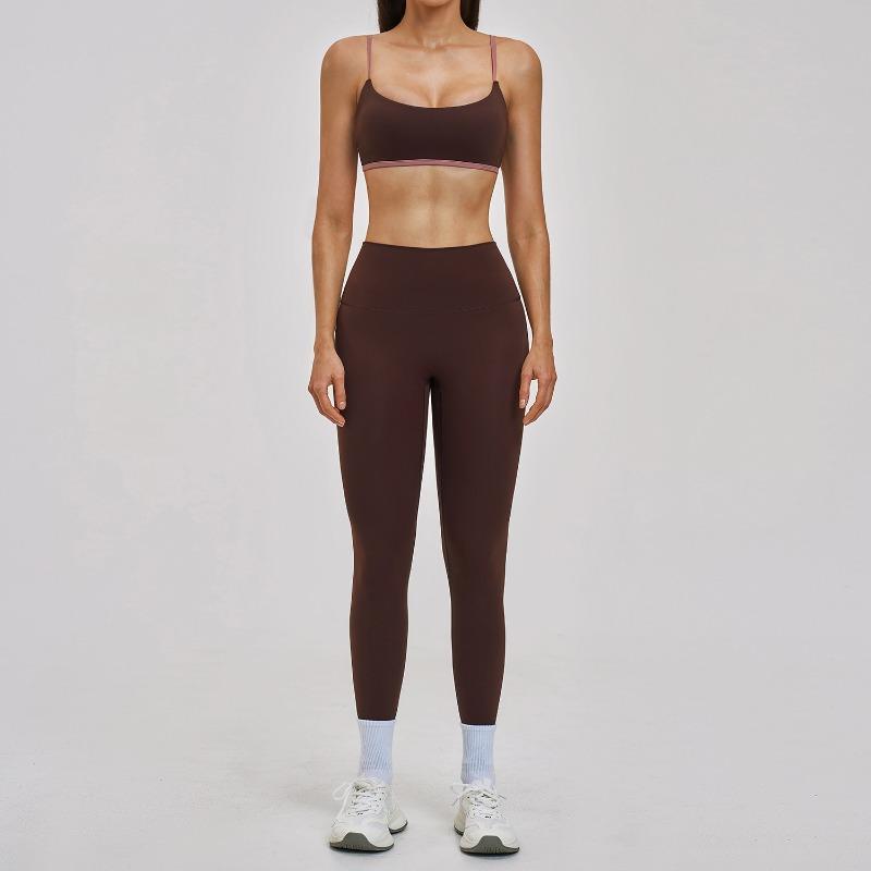 New nude yoga suit, thin shoulder strap, beautiful back sports suit, casual running fitness suit