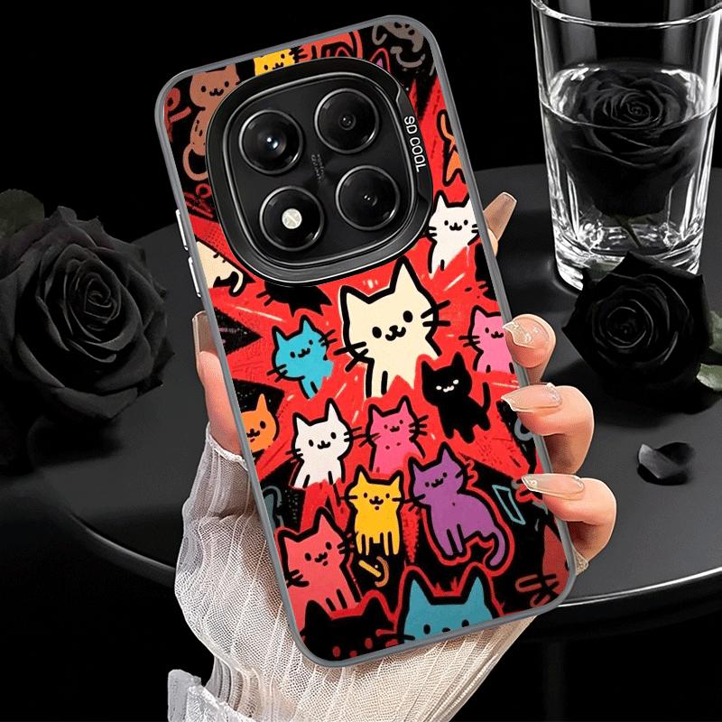 Cartoon Cute Cats Theme Shockproof Phone Case for Xiaomi Redmi Note 15 14 13 12 Pro Plus 11 11S 11T 5G Cover Anti Fall Fundas