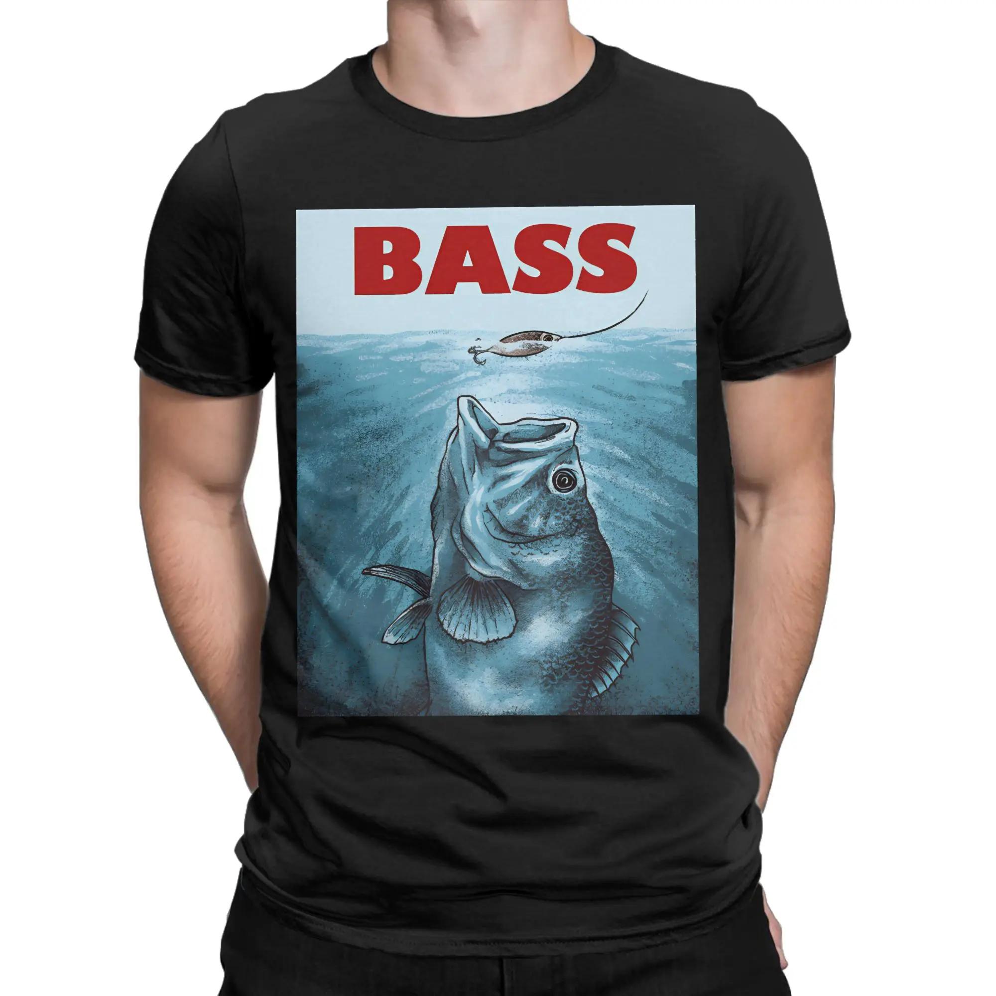 

Novelty Fishing Bass Fish Fisherman T-Shirts Men Round Collar 100% Cotton T Shirt Short Sleeve Tees Graphic Tops S чёрный
