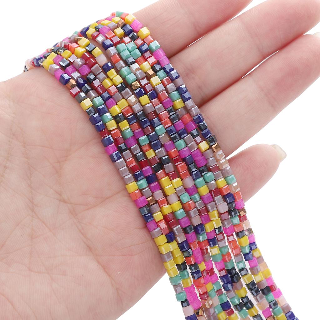 180Pcs Glass Surface Square Lnterval Bead For DIY Bracelets Necklaces Jewelry Making