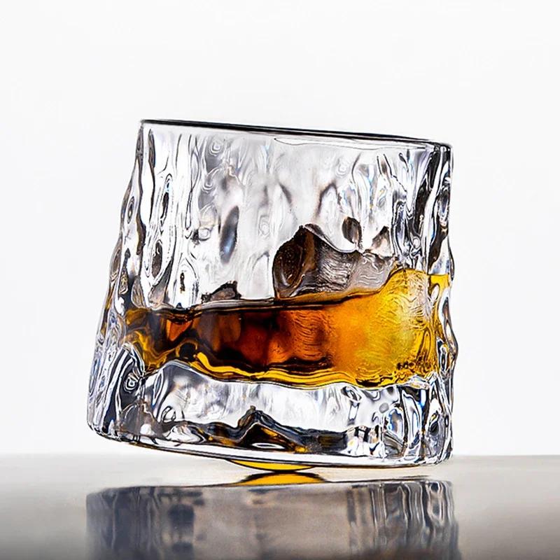 Bicchieri da Whiskey da 160ML Bicchiere da Whisky Rotante 360 Gradi Rotazione Bicchiere da Rum in Cristallo per Festa Cocktail Bicchiere da Bevuta