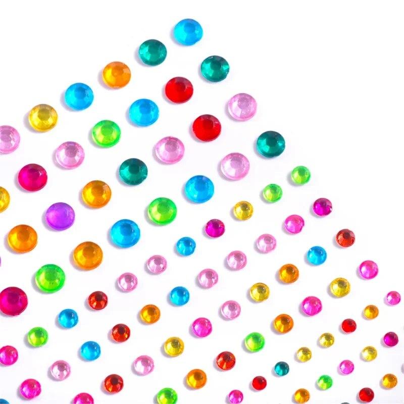 Color Acrylic Rhinestones Sticker for Eyes DIY Party Face Forehead Eyse Makeup Crystal Self-adhesive Tattoo Sticker Nail Sticker