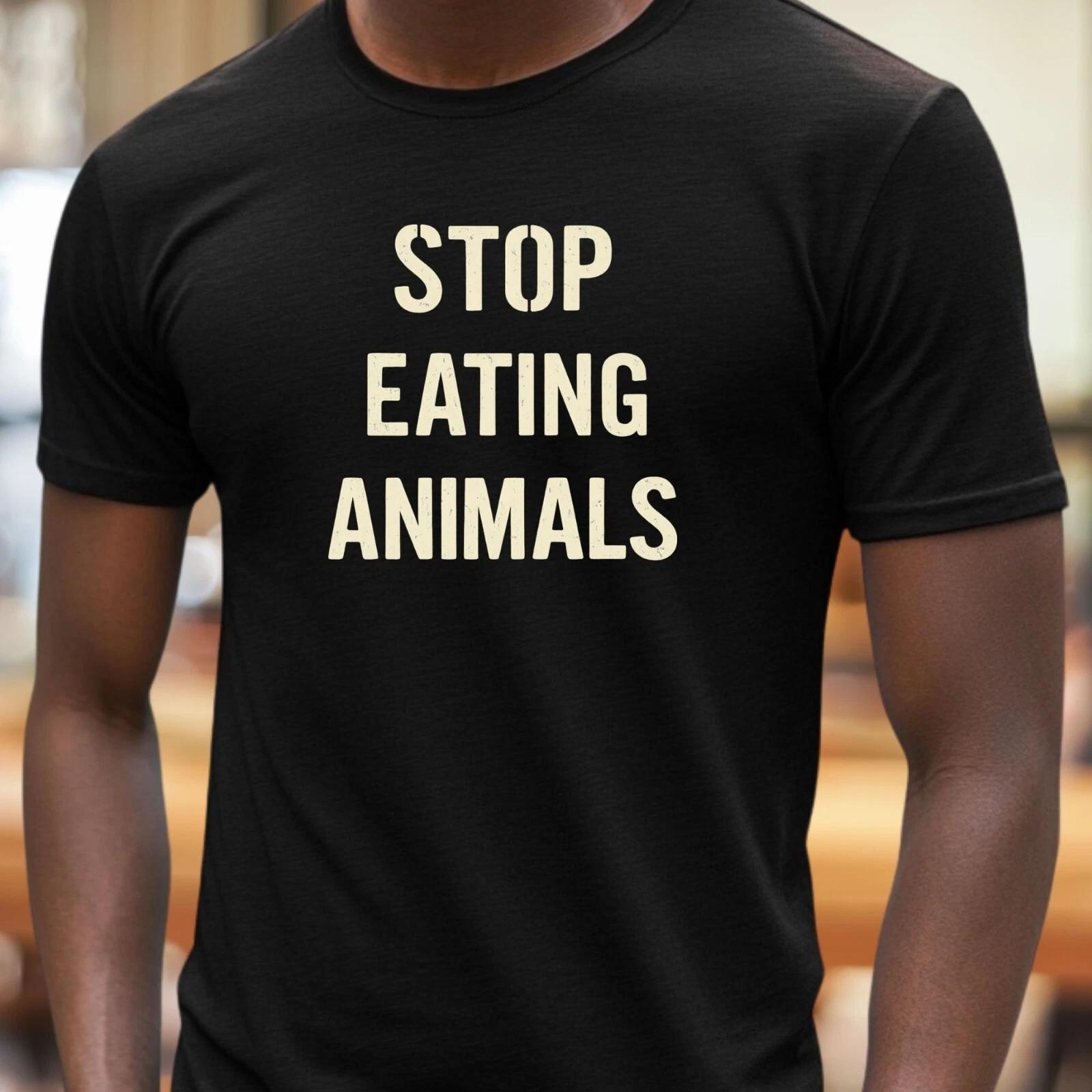 T-Shirt Stop Eating Animals – Veganes Statement für Tierrechte, Klarer Spruch XXXXL
